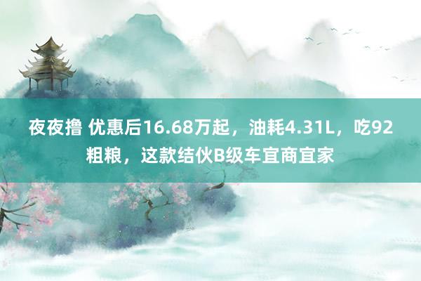 夜夜撸 优惠后16.68万起，油耗4.31L，吃92粗粮，这款结伙B级车宜商宜家