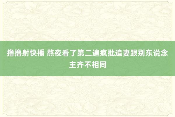 撸撸射快播 熬夜看了第二遍疯批追妻跟别东说念主齐不相同