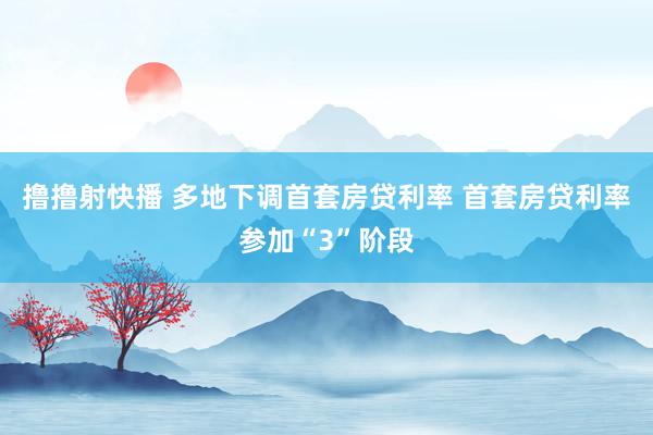 撸撸射快播 多地下调首套房贷利率 首套房贷利率参加“3”阶段