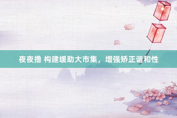 夜夜撸 构建缓助大市集，增强矫正谐和性