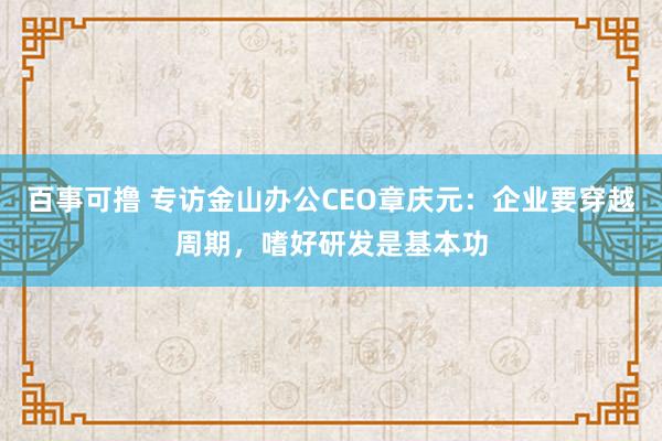 百事可撸 专访金山办公CEO章庆元：企业要穿越周期，嗜好研发是基本功
