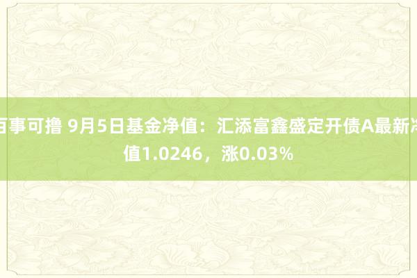 百事可撸 9月5日基金净值：汇添富鑫盛定开债A最新净值1.0246，涨0.03%