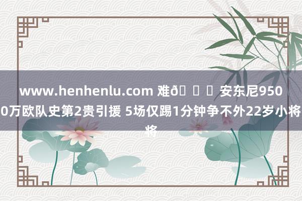 www.henhenlu.com 难😔安东尼9500万欧队史第2贵引援 5场仅踢1分钟争不外22岁小将