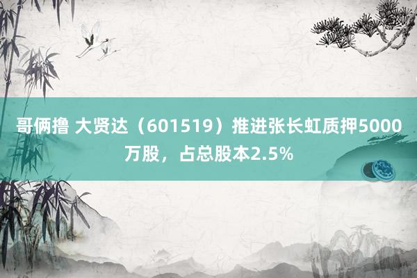哥俩撸 大贤达（601519）推进张长虹质押5000万股，占总股本2.5%