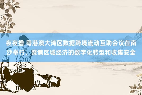 夜夜撸 粤港澳大湾区数据跨境流动互助会议在南沙举行，聚焦区域经济的数字化转型和收集安全
