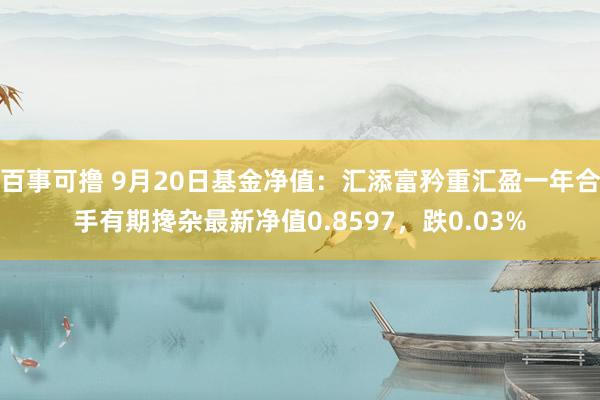 百事可撸 9月20日基金净值：汇添富矜重汇盈一年合手有期搀杂最新净值0.8597，跌0.03%