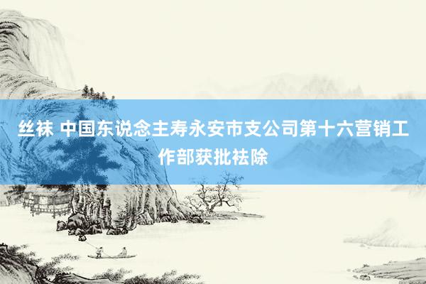 丝袜 中国东说念主寿永安市支公司第十六营销工作部获批袪除