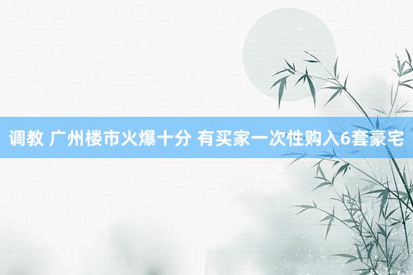 调教 广州楼市火爆十分 有买家一次性购入6套豪宅