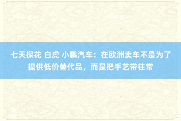 七天探花 白虎 小鹏汽车：在欧洲卖车不是为了提供低价替代品，而是把手艺带往常