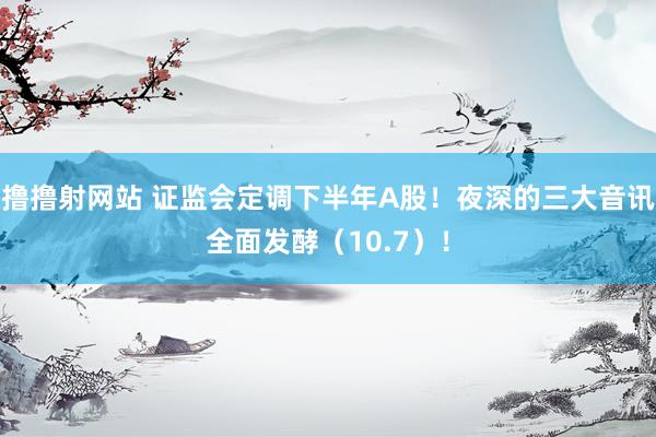 撸撸射网站 证监会定调下半年A股！夜深的三大音讯全面发酵（10.7）！