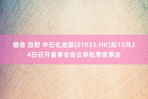 宿舍 自慰 中石化油服(01033.HK)拟10月24日召开董事会会议审批季度事迹