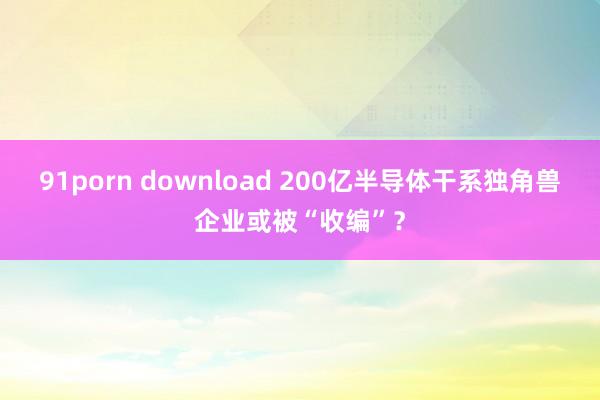 91porn download 200亿半导体干系独角兽企业或被“收编”？