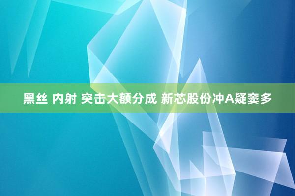黑丝 内射 突击大额分成 新芯股份冲A疑窦多