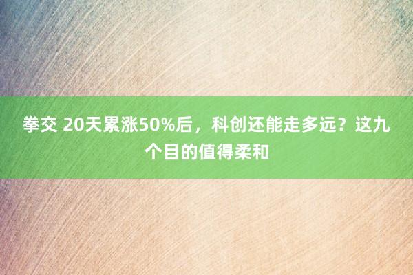 拳交 20天累涨50%后，科创还能走多远？这九个目的值得柔和