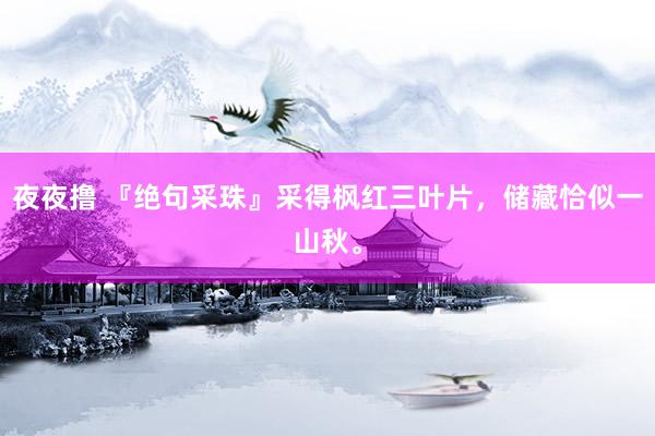 夜夜撸 『绝句采珠』采得枫红三叶片，储藏恰似一山秋。