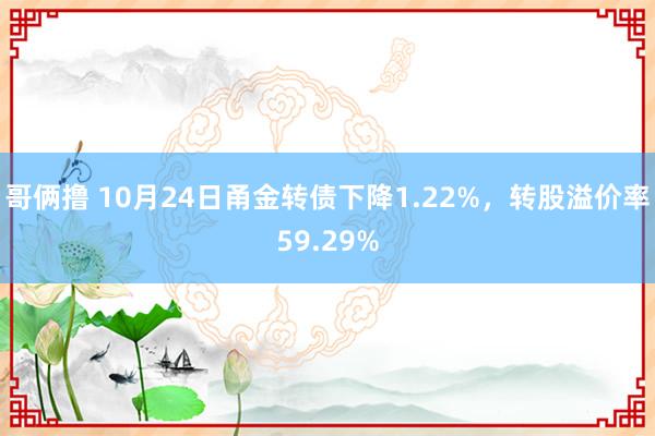 哥俩撸 10月24日甬金转债下降1.22%，转股溢价率59.29%