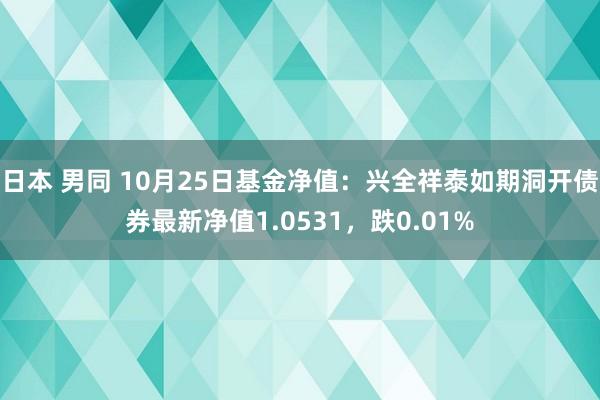 日本 男同 10月25日基金净值：兴全祥泰如期洞开债券最新净值1.0531，跌0.01%