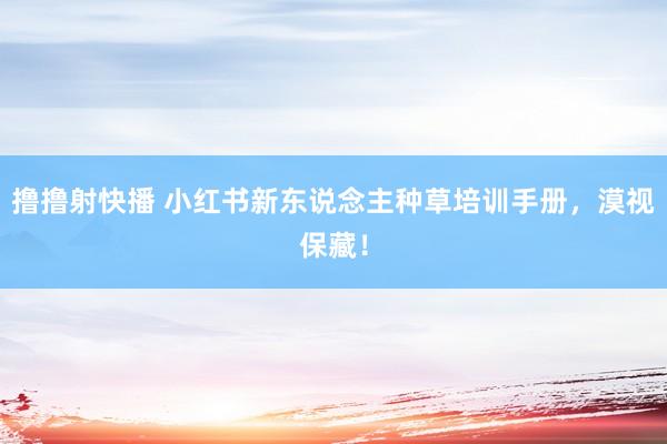 撸撸射快播 小红书新东说念主种草培训手册，漠视保藏！