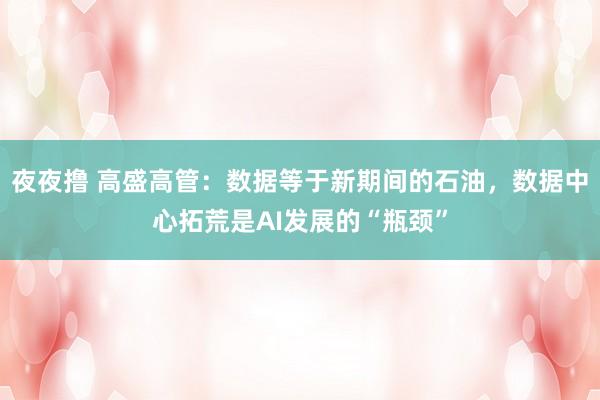 夜夜撸 高盛高管：数据等于新期间的石油，数据中心拓荒是AI发展的“瓶颈”