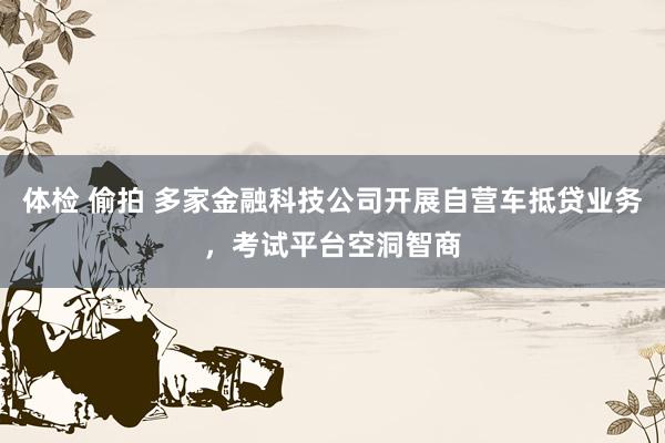 体检 偷拍 多家金融科技公司开展自营车抵贷业务，考试平台空洞智商