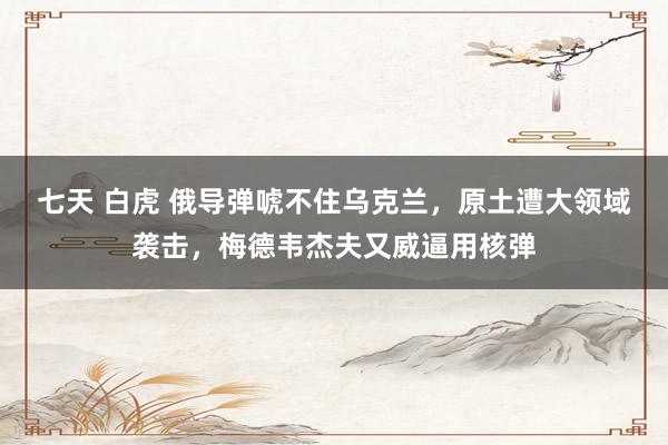 七天 白虎 俄导弹唬不住乌克兰，原土遭大领域袭击，梅德韦杰夫又威逼用核弹
