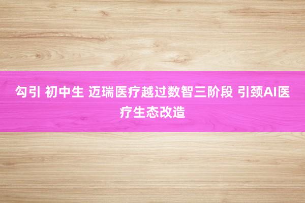 勾引 初中生 迈瑞医疗越过数智三阶段 引颈AI医疗生态改造