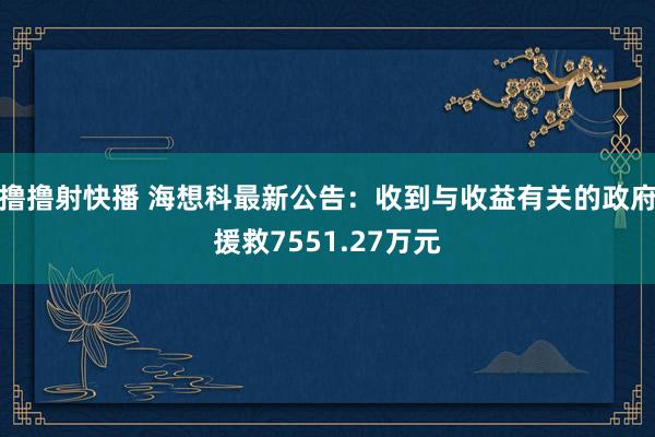 撸撸射快播 海想科最新公告：收到与收益有关的政府援救7551.27万元