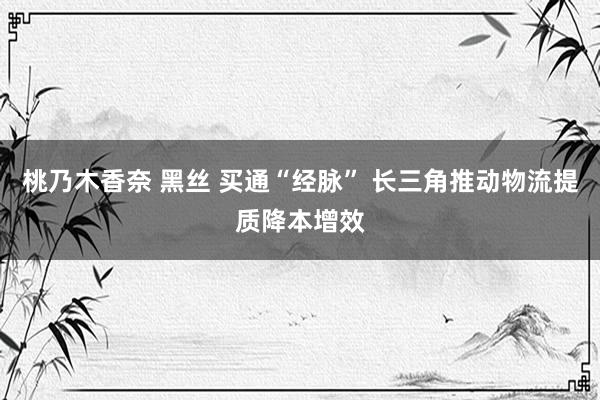 桃乃木香奈 黑丝 买通“经脉” 长三角推动物流提质降本增效