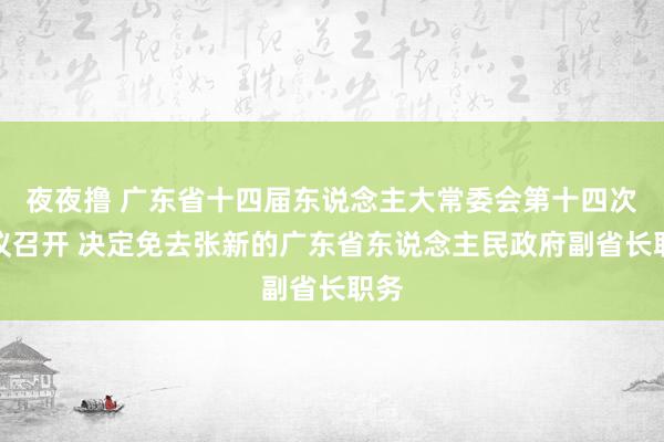 夜夜撸 广东省十四届东说念主大常委会第十四次会议召开 决定免去张新的广东省东说念主民政府副省长职务