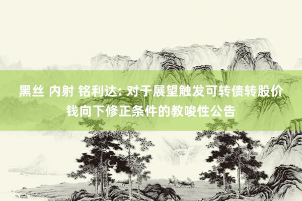 黑丝 内射 铭利达: 对于展望触发可转债转股价钱向下修正条件的教唆性公告