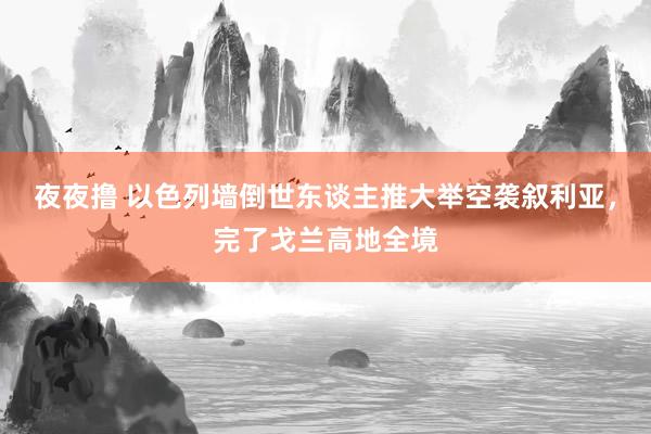 夜夜撸 以色列墙倒世东谈主推大举空袭叙利亚，完了戈兰高地全境