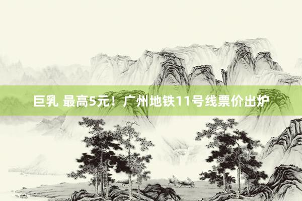 巨乳 最高5元！广州地铁11号线票价出炉