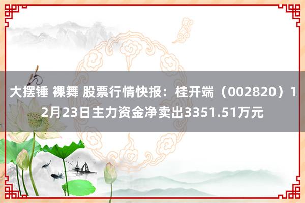 大摆锤 裸舞 股票行情快报：桂开端（002820）12月23日主力资金净卖出3351.51万元