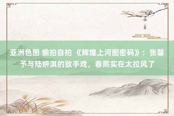 亚洲色图 偷拍自拍 《辉煌上河图密码》：张馨予与陆妍淇的敌手戏，春熙实在太拉风了