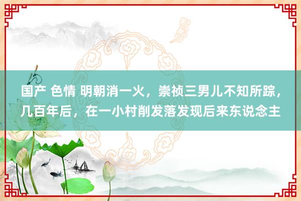 国产 色情 明朝消一火，崇祯三男儿不知所踪，几百年后，在一小村削发落发现后来东说念主