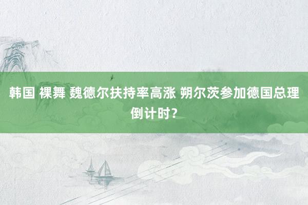 韩国 裸舞 魏德尔扶持率高涨 朔尔茨参加德国总理倒计时？