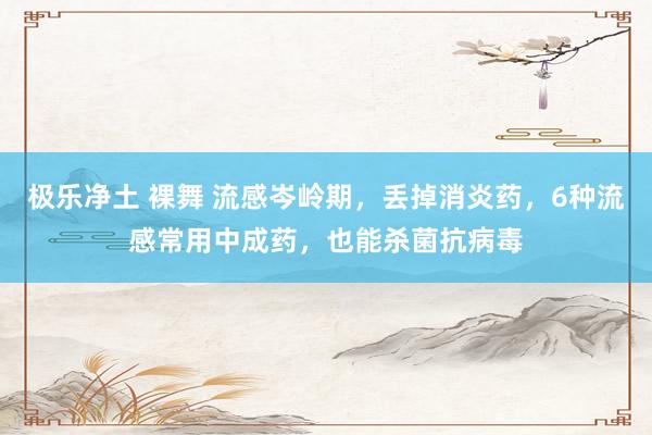 极乐净土 裸舞 流感岑岭期，丢掉消炎药，6种流感常用中成药，也能杀菌抗病毒