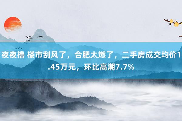 夜夜撸 楼市刮风了，合肥太燃了，二手房成交均价1.45万元，环比高潮7.7%