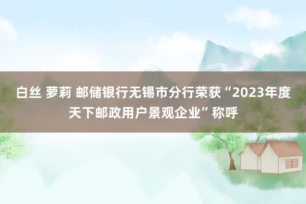 白丝 萝莉 邮储银行无锡市分行荣获“2023年度天下邮政用户景观企业”称呼