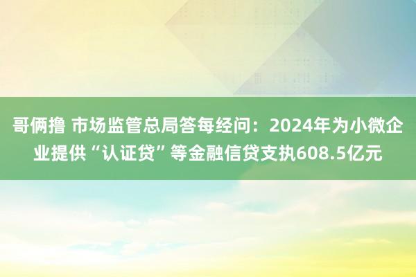 哥俩撸 市场监管总局答每经问：2024年为小微企业提供“认证贷”等金融信贷支执608.5亿元