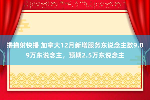 撸撸射快播 加拿大12月新增服务东说念主数9.09万东说念主，预期2.5万东说念主