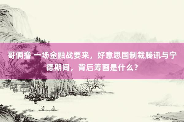 哥俩撸 一场金融战要来，好意思国制裁腾讯与宁德期间，背后筹画是什么？