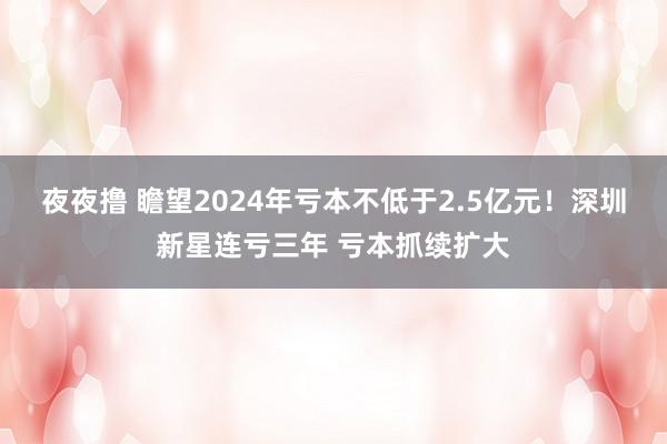 夜夜撸 瞻望2024年亏本不低于2.5亿元！深圳新星连亏三年 亏本抓续扩大