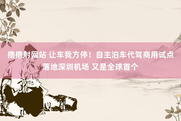 撸撸射网站 让车我方停！自主泊车代驾商用试点落地深圳机场 又是全球首个
