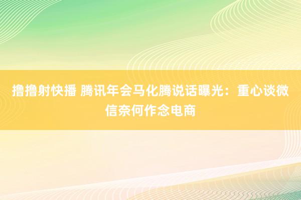 撸撸射快播 腾讯年会马化腾说话曝光：重心谈微信奈何作念电商