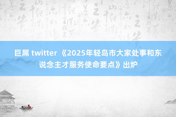 巨屌 twitter 《2025年轻岛市大家处事和东说念主才服务使命要点》出炉