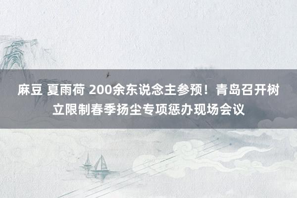 麻豆 夏雨荷 200余东说念主参预！青岛召开树立限制春季扬尘专项惩办现场会议