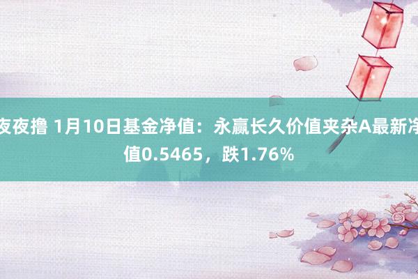 夜夜撸 1月10日基金净值：永赢长久价值夹杂A最新净值0.5465，跌1.76%