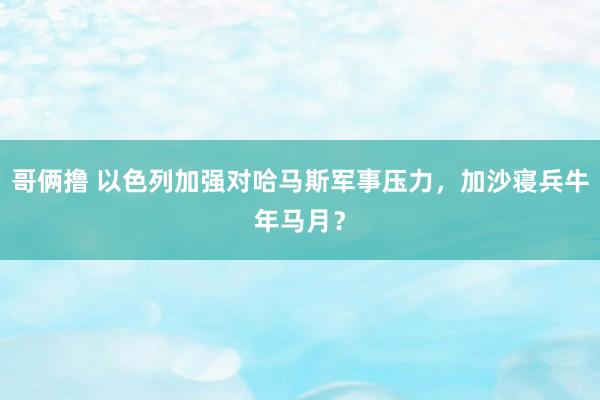 哥俩撸 以色列加强对哈马斯军事压力，加沙寝兵牛年马月？
